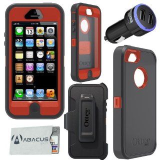 ORIGINAL Otterbox Defender Series Case for Apple iPhone 5   Bolt (Lava Orange & Slate Grey) + Identity Stronghold RFID Blocking Secure Sleeve for ID & Payment Cards + Universal USB Car Charger: Cell Phones & Accessories
