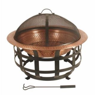 Round Hammered Copper Lattice Fire Pit DS 14576