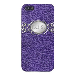 Purple Leather LOOK with Silver LOOK Bling 4 Cases For iPhone 5