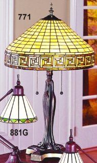Greek Key Table Lamp New Handcrafted Tiffany Style (Caramel/Green) (25"H x 16"W)    