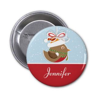 Snow Bird Christmas Party Name Badge  Name Tags Pinback Button