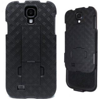 Fonus Black Hard Shell Holster Combo Cover Case and Belt Clip w Kickstand for Samsung Galaxy S4 GT i9500, AT&T Samsung Galaxy S IV S4 SGH i337, T Mobile Samsung Galaxy S 4 SIV SGH M919 Cell Phones & Accessories