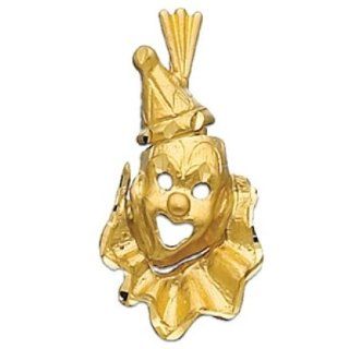 14K Solid Gold Clown Comedy Charm Pendant: Jewelry