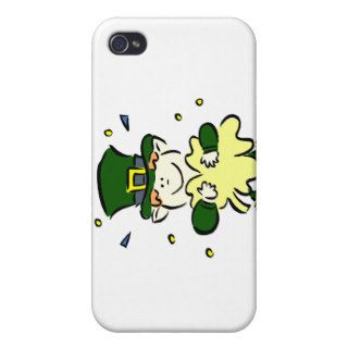 leprechaun holding clover st paddys day design.png iPhone 4 cover