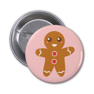 Cute and Happy Christmas gingerbread man Pinback Button