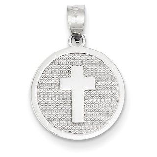 14k White Gold Reversible Cross & God Bless Charm, Best Quality Free Gift Box Satisfaction Guaranteed: Jewelry