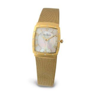 Skagen Women's Crystal Accented MOP Gold Mesh Watch #396XSGG Skagen Watches