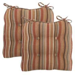 Hampton Bay Cayenne Stripe Deluxe Tufted Outdoor Chair Cushion (2 Pack) 7358 02003600
