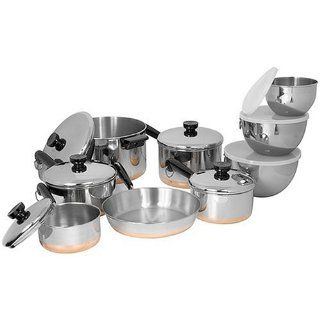 Revere Copper Clad Bottom 14 piece set, Stainless Steel: Cookware Sets: Kitchen & Dining