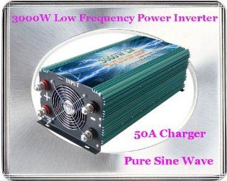 3000 Watt Continual 9000 Watt Surge Low Frequency Pure Sine Wave Power Inverter Converter Transformer 24 V Dc Input / 110 V 120 V Ac Output 60 Hz Frequency with 50a Battery Charger Power Tools  Vehicle Power Inverters 