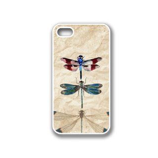 Vintage Dragonflies Retro   Protective Designer WHITE Case   Fits Apple iPhone 4 / 4S / 4G Cell Phones & Accessories