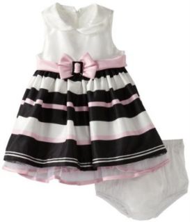 Bonnie Baby Baby Girls Infant Shantung Stripe Dress, Pink, 12 Infant And Toddler Special Occasion Dresses Clothing