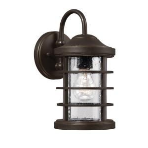 Sea Gull Lighting Sauganash 1 Light Outdoor Antique Bronze Wall Lantern with Clear Seeded Glass 8524401 71