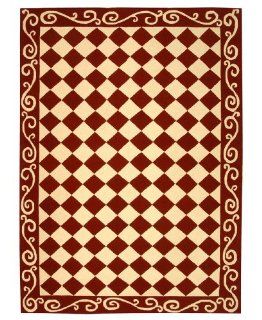 Safavieh Chelsea Collection HK711C 6 Hand Hooked Burgundy and Ivory Wool Area Rug, 6 Feet by 9 Feet   Checker Board Carpet
