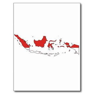 Indonesia flag map postcard