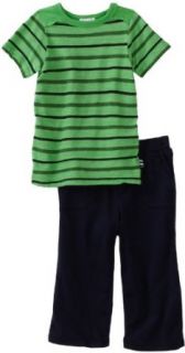 Splendid Littles Baby boys Infant Slub Stripe Jersey Short Sleeve Tee and Pant, Android Green, 3 6 Months: Infant And Toddler Pants Clothing Sets: Clothing
