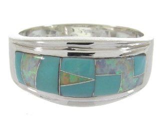 Manmade Opal Jewelry Turquoise Southwest Ring Size 8 1/2 MW64488: SilverTribe: Jewelry