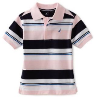 Nautica Sportswear Kids Boys 2 7 Short Sleeve Feed Stripe Polo, Light Pink, Medium: Polo Shirts: Clothing