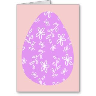 Purple Flower Pattern Easter Egg Greeting Card