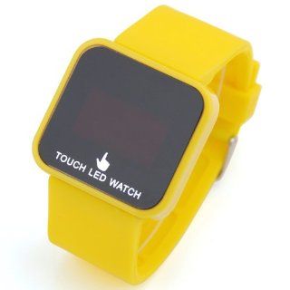 NEW Eye catching Yellow Rubber Black LED Touch Screen Men Lady Sport Wrist Watch: Watches