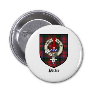 Porter Clan Crest Badge Tartan Pinback Buttons