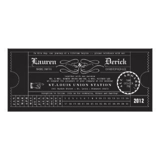 Ticket Punch Card Tea Length Invitation in Black