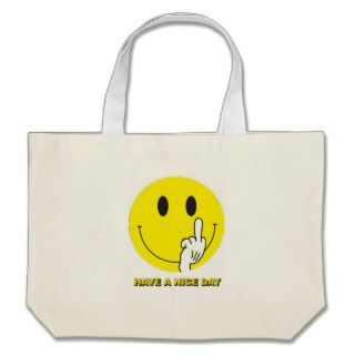 smiley face giving the finger bags