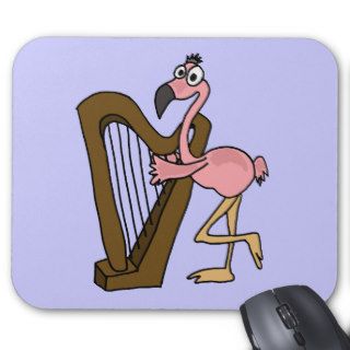 XX  Pink Flamingo Playing Harp Mousepads