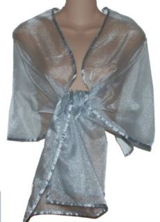 Sheer Silver Crystal Organza Evening Wrap Shawl for Prom Wedding Bride at  Womens Clothing store