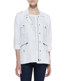 Womens Long Sleeve Army Jacket, White   Lily Aldridge for Velvet