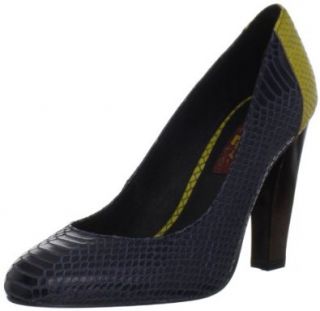 7 for All Mankind Women's Veta Pump, Midnight Navy Snake Print/Acid Green Snake Print, 6 M US: Pumps Shoes: Shoes