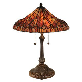 Dale Tiffany TT13059 Red Lotus Table Lamp, Antique Bronze    