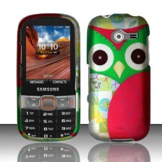Pink Green Owl Hard Cover Case for Samsung Array Montage SPH M390 Cell Phones & Accessories