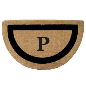 Creative Accents Single Picture Frame Black 22 in. x 36 in. HeavyDuty Coir Half Round Monogrammed P Door Mat 02053P