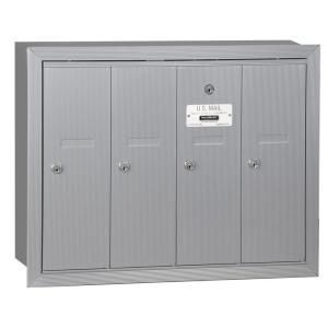 Salsbury Industries Aluminum Recessed Mounted USPS Access Vertical Mailbox with 4 Door 3504ARU