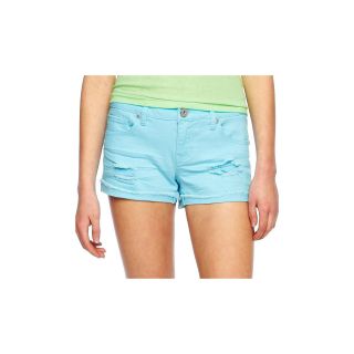Sapphire Ink Destructed Roll Fray Shorts, Womens