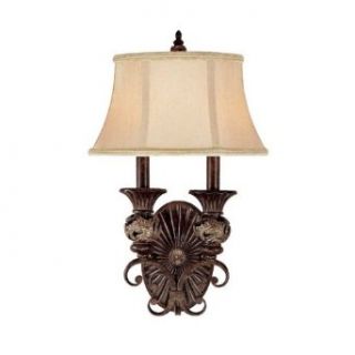 Capital Lighting 1877CB 437 Wall Sconce with Beige Fabric Shades, Chesterfield Brown Finish: Kitchen & Dining