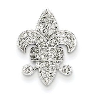 14k White Gold Diamond Fleur De Lis Pendant. Carat Wt  0.21ct. Metal Wt  1.65g: Jewelry