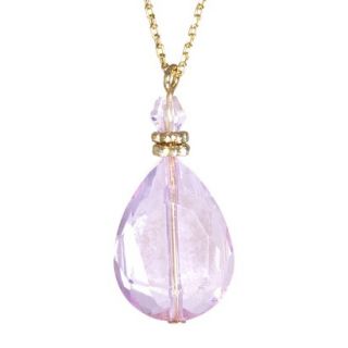 Gold over Sterling Silver Necklace with Pink Faceted Crystal   Gold/Pink (16)