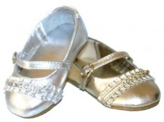 Infant Baby Girls Rhinestone Metallic Silver or Gold Mary Janes Shoes (0, Gold) Infant And Toddler Dress Shoes Shoes
