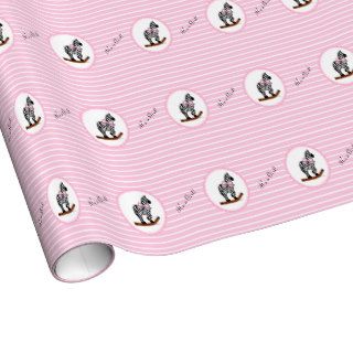 It's A Girl Zebra Rocking Horse Gift Wrap