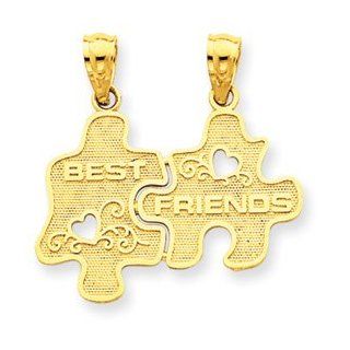 14k Gold Best Friends Puzzle Pieces Break apart Pendant: Jewelry