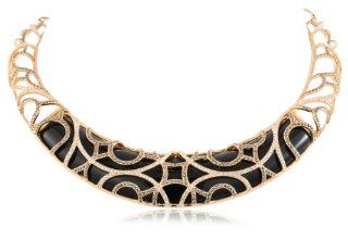 Judith Jack "Gold Matrix" Sterling Silver Gold Plate Black Agate Collar Necklace: Jewelry