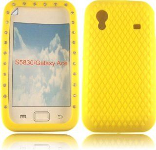 Gem Silicone Case Cover Skin And LCD Screen Protector For Samsung Galaxy Ace S5830 / Yellow: Cell Phones & Accessories