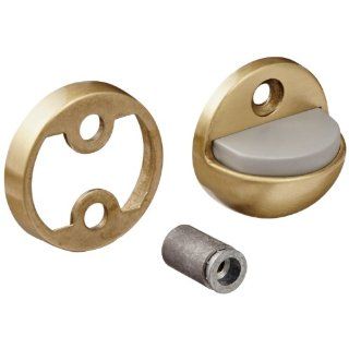 Rockwood 441CU.4 Brass Floor Mount Dome Stop Combination Unit, #12 X 1 1/2" FH WS Fastener with Plastic Anchor and 12 24 x 1 1/2" FH MS Fastener with Lead Anchor, 1 7/8" Base Diameter x 1 1/4" Base Length, Satin Clear Coated Finish: Ind