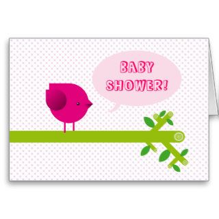 Pink bird baby shower greeting cards