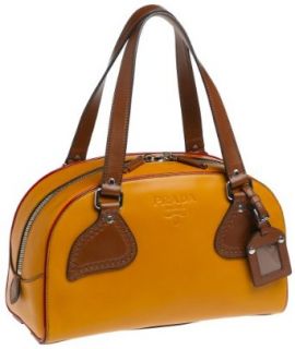 Prada Women's Leather Handbag, Ocra/Rosso: Clothing