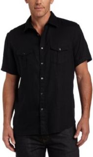 Calvin Klein Men's Solid Linen Short Sleeve Woven Shirt, Black, Small at  Mens Clothing store