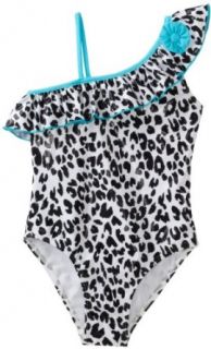 Flapdoodles Girls 7 16 Chic One Piece Bathing Suit, Black/White Leopard Print, 7: Fashion One Piece Swimsuits: Clothing