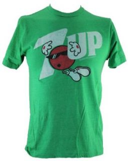 7 up Soda Pop (Seven Up a Dr. Pepper Brand) Mens T Shirt   Classic Distressed Spot Logo on Green (Large) Novelty T Shirt Clothing